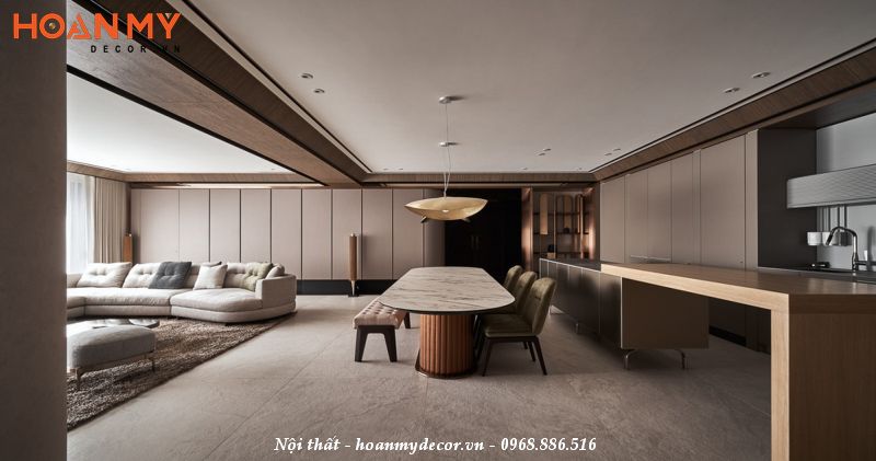 Phòng khách liền bếp chung cư theo phong cách thiết kế Taiwan