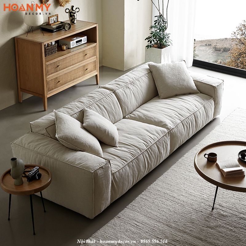 Bộ sofa bọc nệm êm ái không chân cho phòng khách tối giản