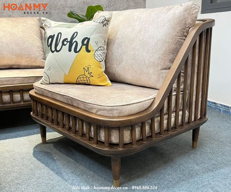 Thi công ghế sofa nan gỗ đơn giản mà đẹp