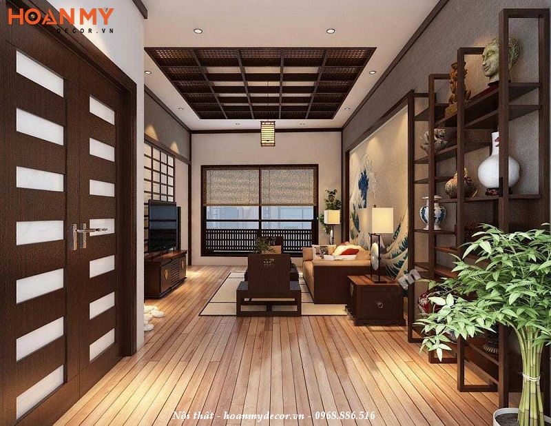 Thiết kế phòng khách căn hộ phong cách Hàn Quốc đẹp 