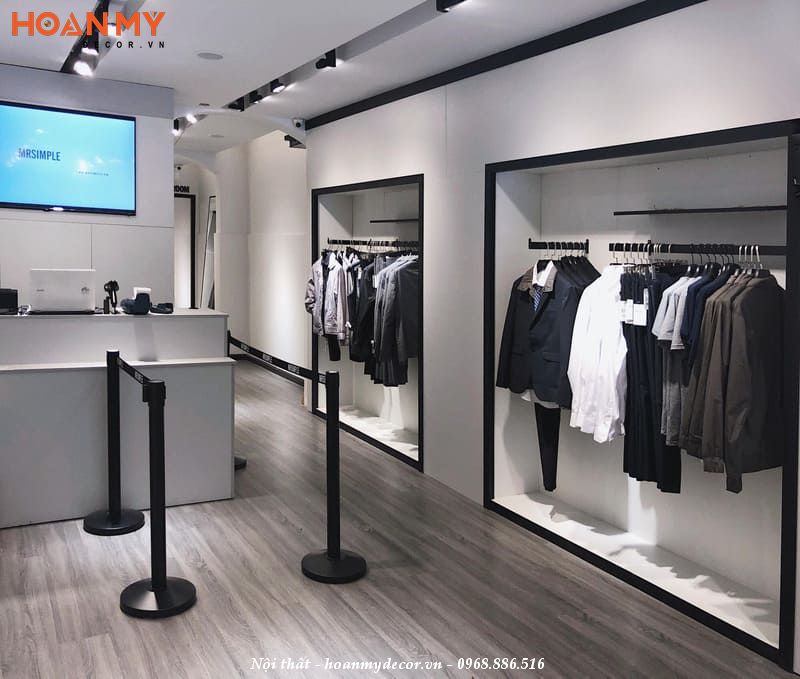 Thiết kế nội thất shop quần áo nam đơn giản mà đẹp