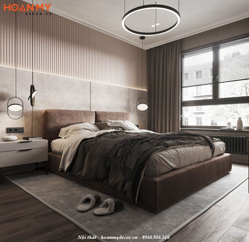 Thiết kế nội thất chung cư 64m2 đẹp với chất liệu gỗ công nghiệp