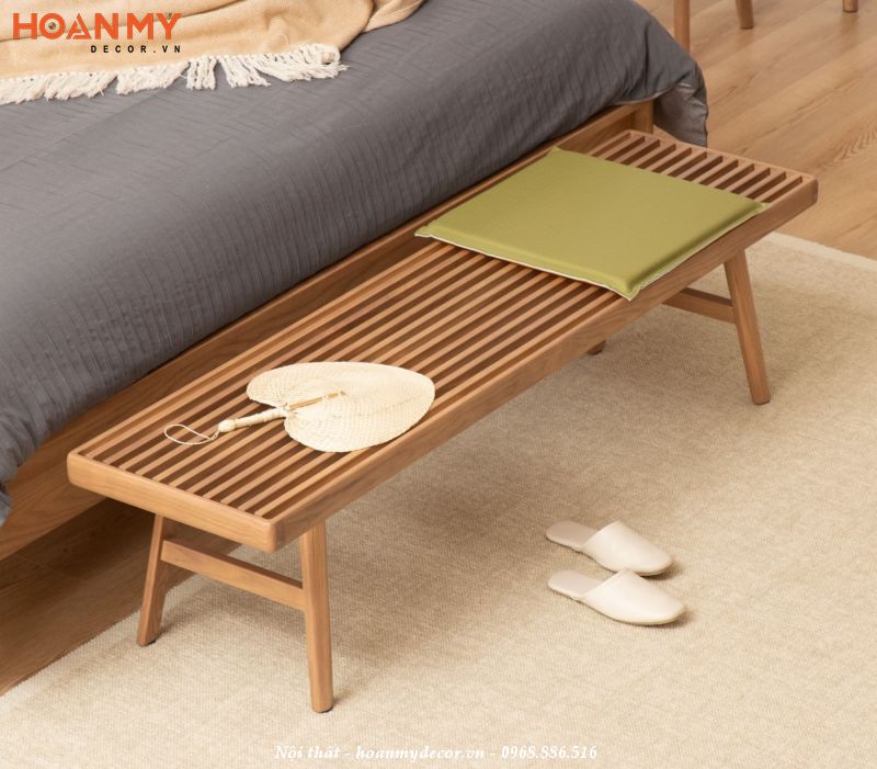 Ghế đuôi giường đẹp chân gỗ