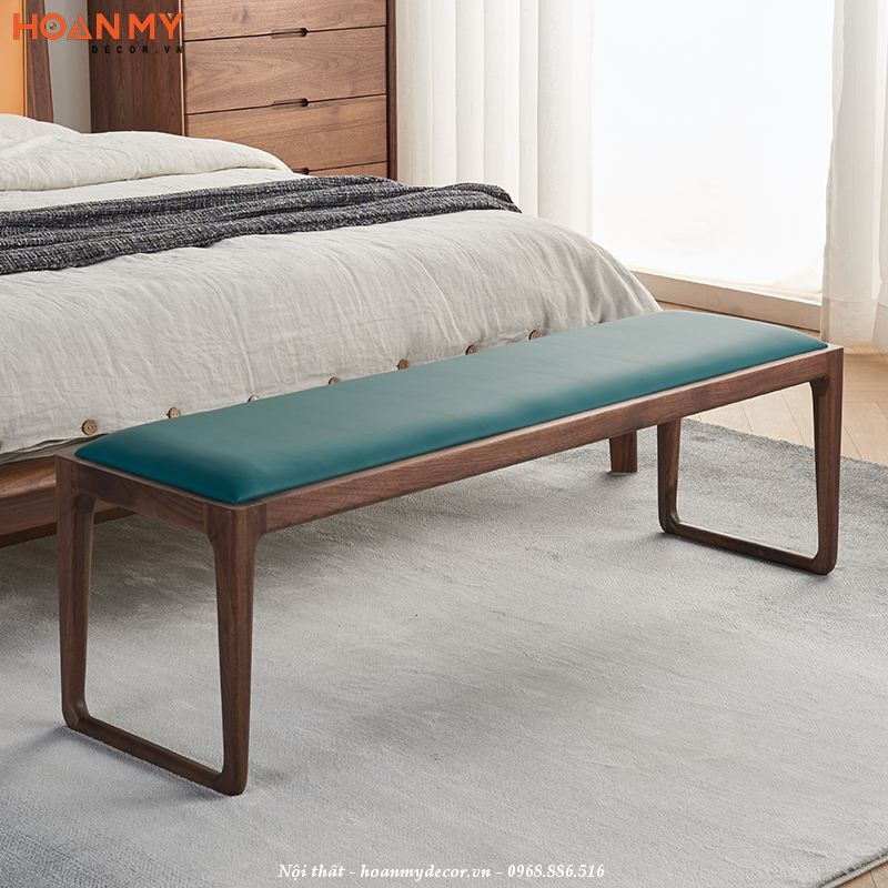 Ghế đuôi giường đẹp chân gỗ