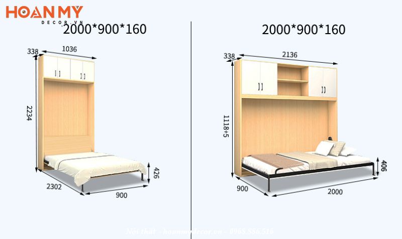 Giường nâng hạ thông minh giúp tiết kiệm diện tích