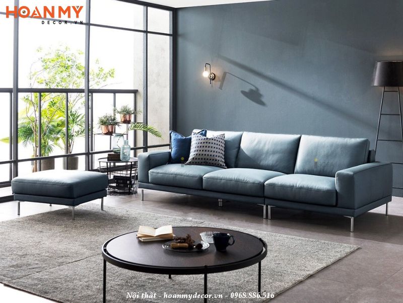 Sofa phong cách italia bọc da nhăn đơn giản