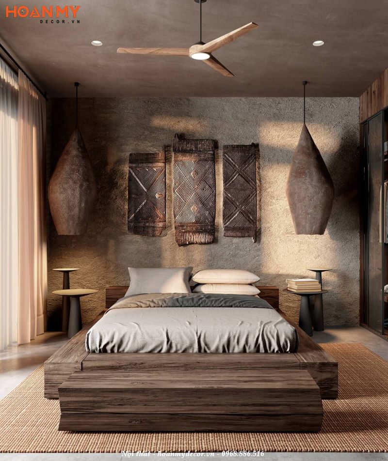 Thiết kế thi công phòng ngủ đẹp theo phong cách Rustic gần gũi với thiên nhiên