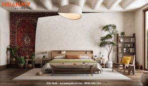 Phòng ngủ Wabi Sabi tập trung vào sự tự nhiên và đơn giản