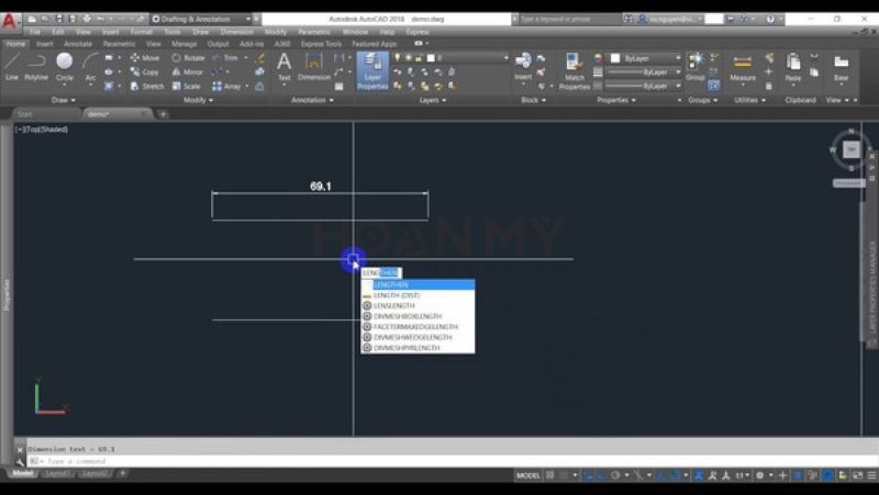 Lệnh Extension dùng để truy bắt điểm tham chiếu kéo dài của 1 đoạn thẳng bất kỳ