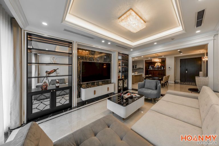 Thi công nội thất căn hộ Madarin tân cổ điển nhẹ – HM33