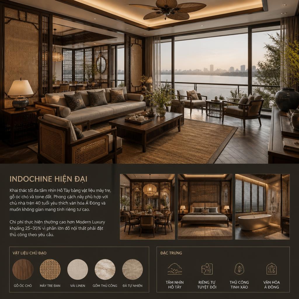 Indochine hiện đại – không gian Á Đông tinh tế nhìn ra Hồ Tây