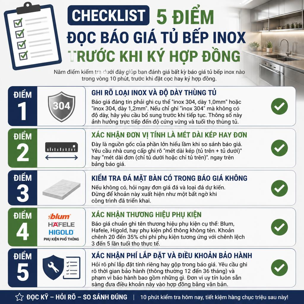 5 điểm đọc báo giá tủ bếp inox trước khi ký hợp đồng