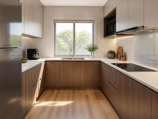 Tủ bếp chữ U MDF phủ Laminate