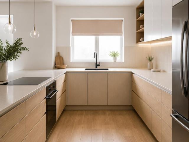 Tủ bếp chữ U phong cách Scandinavian