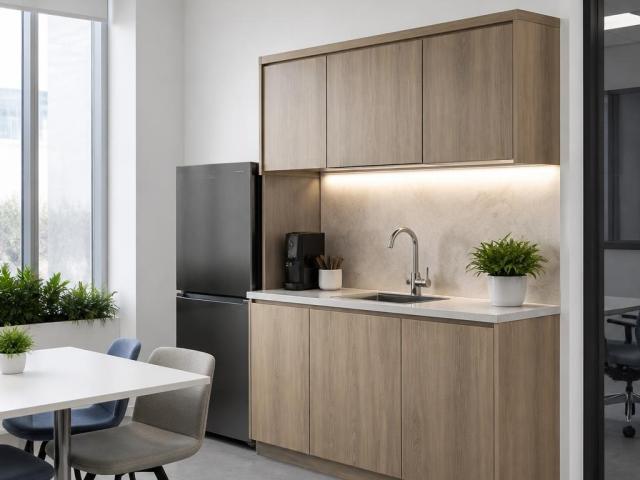 Tủ bếp mini có bồn rửa cho văn phòng