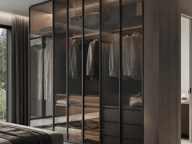 Tủ quần áo cánh kính tối giản